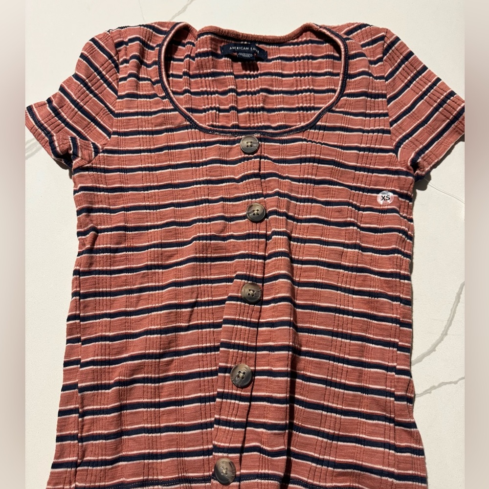 American Eagle Women’s T Shirt Stretch XS NWT Striped Short Sleeve